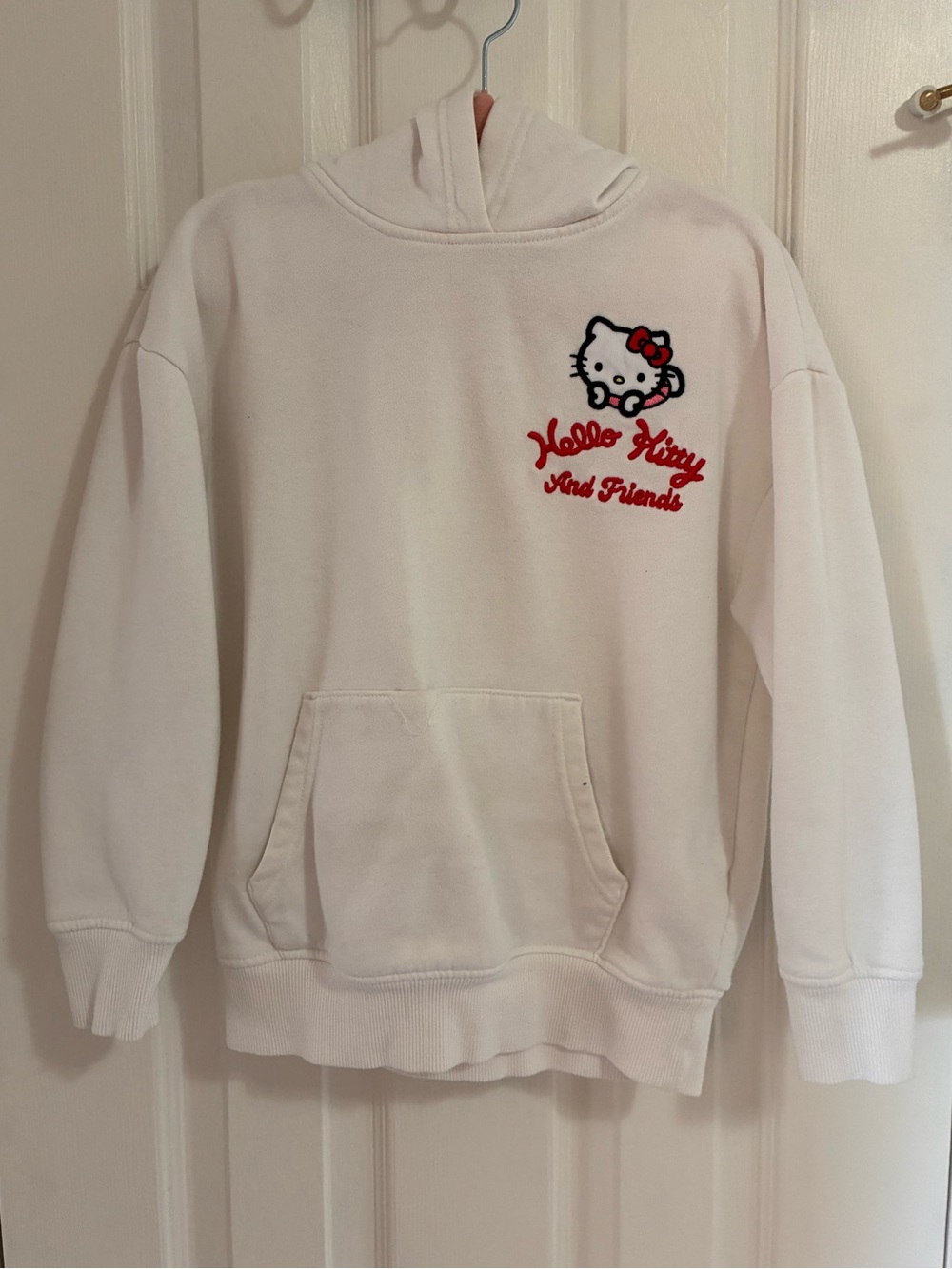 Primark White Hello Kitty Pullover Hoodie with Pink Accent